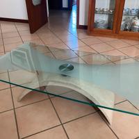 Tavolino cristallo e trravertino