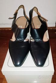 Ferrario – Décolleté in pelle blu notte