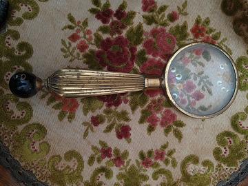 lente d'ingrandimento in ottone e Marmo anni 60