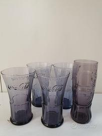 SET BICCHIERI COCA COLA VINTAGE COLORE VIOLA