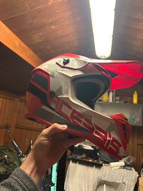 casco cross acerbis rosso e bianco