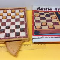 Gioco Dama Tria, vintage, completo di pedine, con