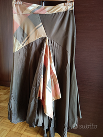 Gonna lunga in raso stropicciato