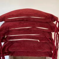 6 cuscini per sedie in velluto rosso