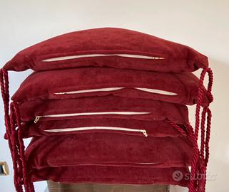 6 cuscini per sedie in velluto rosso