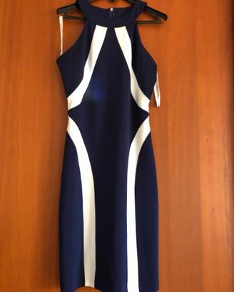 Tubino abito blu e bianco