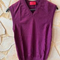 HUGO Boss – Gilet uomo bordeaux in lana vergine