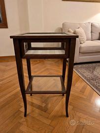 Tavolino vetrinetta in legno con vetro - PERFETTA