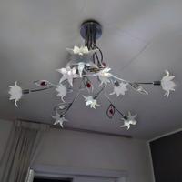 Lampadario con 10 fiori in vetro di Murano