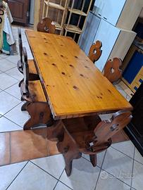 tavolo e 6 sedie in legno massello