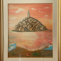 Dipinto Sassi di Matera con il mare