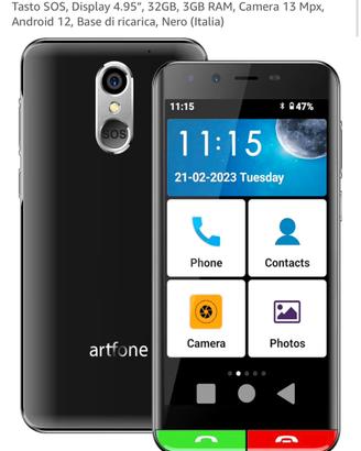 Artfone SMART_500 Smartphone 4G SOS Nero