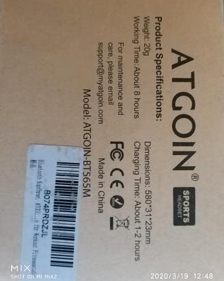 Auricolari Bluetooth Sport ATGOIN BT565M