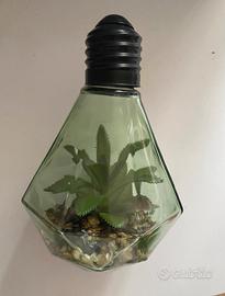 Vaso decorativo forma lampada con luce batteria