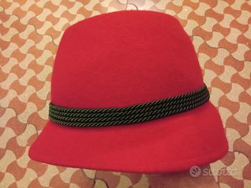 Vintage Red Felt cappello rosso Womens Fedora