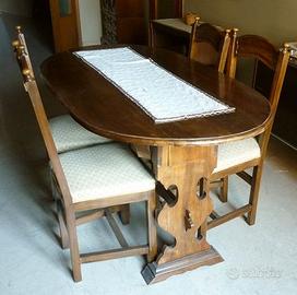 Tavolo pranzo trasformabile in consolle + 4 sedie