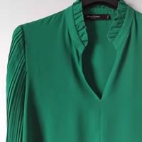 Blusa verde con maniche a pieghe Spago Donna