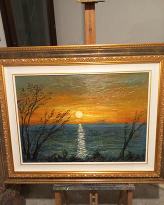 Quadro olio su tela 70x50 tramonto 