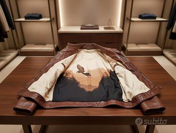Giubbotto in Vera Pelle Marrone Taglia 50 Original
