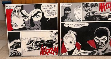 Coppia quadri Diabolik dipinti a mano Pop Art