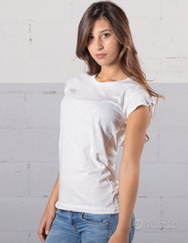 T-SHIRT BIANCHE COTONE FIAMMATO DONNA