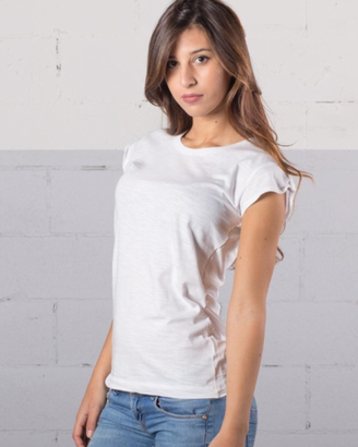 T-SHIRT BIANCHE COTONE FIAMMATO DONNA