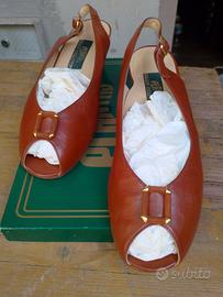 scarpe basse donna in pelle marrone