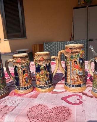 Lotto 5 Boccali da birra tedeschi