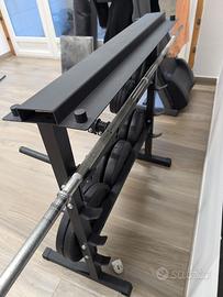 Rack, bilanciere, dischi in ghisa