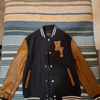 Giacca college in pelle e cotone uomo