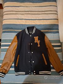 Giacca college in pelle e cotone uomo