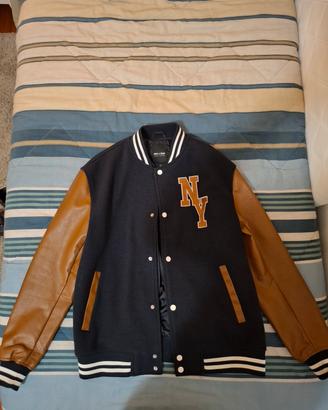 Giacca college in pelle e cotone uomo