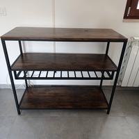 Scaffale legno e metallo con rastrelliera 