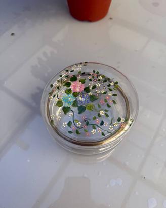 Portaoggetti in Vetro Soffiato Decorato a Mano con