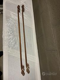 Coppia bastoni tende legno intagliato cinesi L.80/