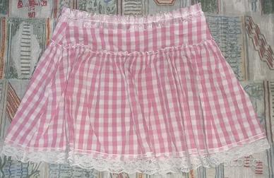 Gonna mini design scozzese rosa pink sweet lolita