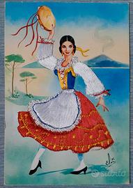 Cartolina Campania Costume Antica Ricamata Rilievo
