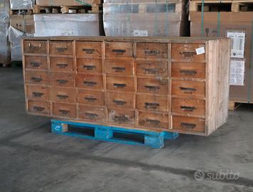 Antica cassettiera da farmacia officina schedario