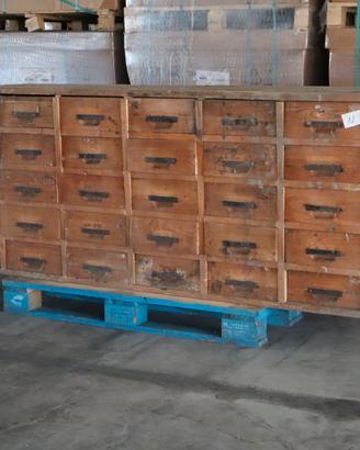 Antica cassettiera da farmacia officina schedario