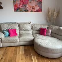 Divano in vera pelle beige
