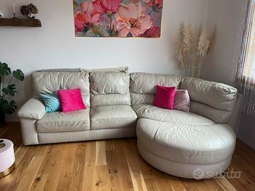 Divano in vera pelle beige