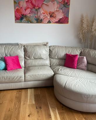 Divano in vera pelle beige