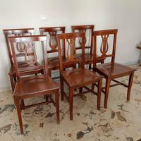 Set di 6 sedie in legno colore noce 