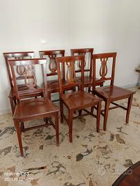 Set di 6 sedie in legno colore noce 