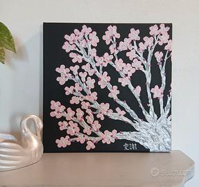 Quadro 3D sakura ciliegio - fatto a mano 30x30