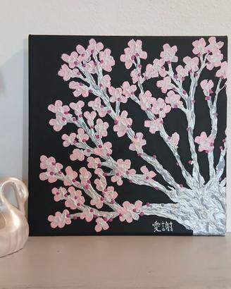 Quadro 3D sakura ciliegio - fatto a mano 30x30