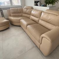 Divano letto in pelle con poltrona