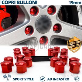 Tappi Copribulloni 19 Rossi Copridadi Ruote Auto
