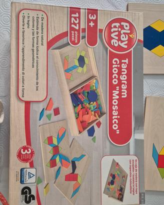 set domino e tangram in legno