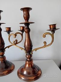 coppia candelabro vin in rame a tre fiamme
